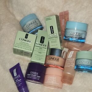 Clinique assortment in light blue, peach, mint, purple